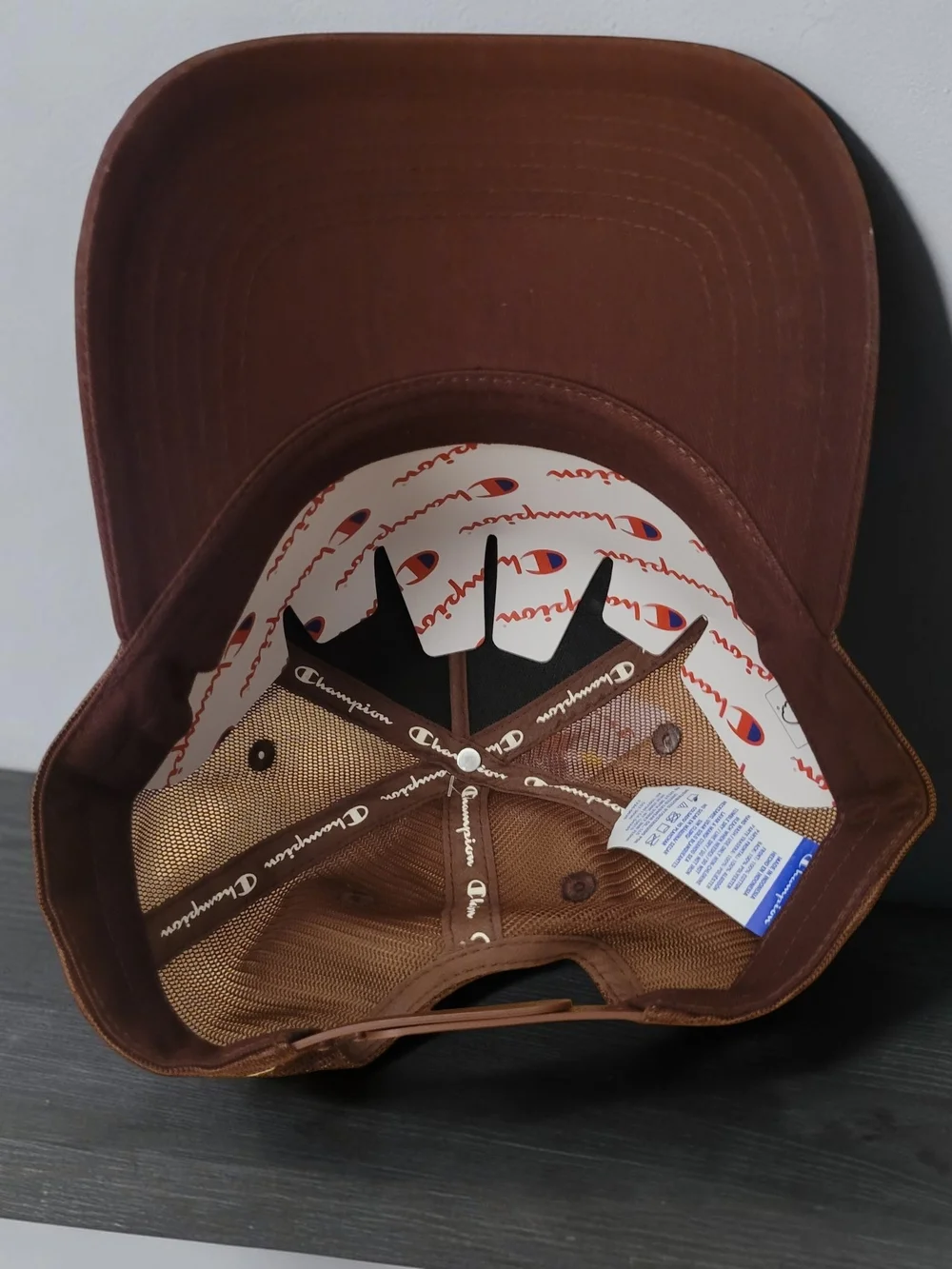 Champion Brown Trucker Hat with Cream Embroidery